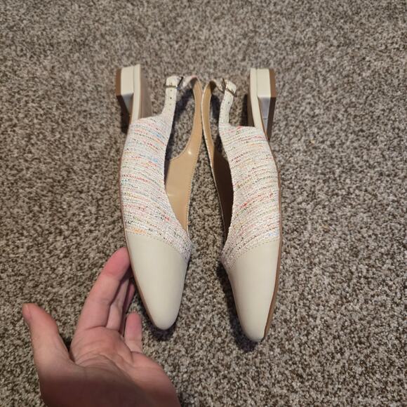 Women's J. Crew Multicolor Beige Tweed Slingbacks with Cap Toes | Size 8 - Picture 4 of 8